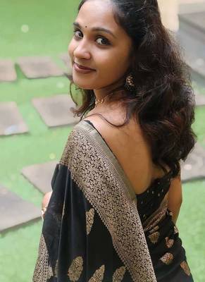 Black color ART SILK blend sarees with blouse 5
