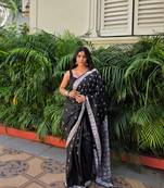 Black color ART SILK blend sarees with blouse