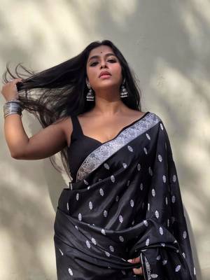 Black color ART SILK blend sarees with blouse 3