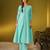 Sky blue solid & embroidered georgette kurti