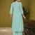 Sky blue solid & embroidered georgette kurti