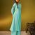 Sky blue solid & embroidered georgette kurti