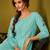 Sky blue solid & embroidered georgette kurti