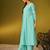 Sky blue solid & embroidered georgette kurti
