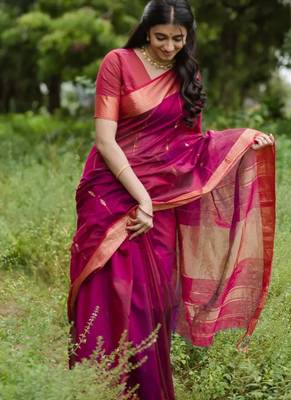 Pink  color ART SILK blend sarees with blouse 1