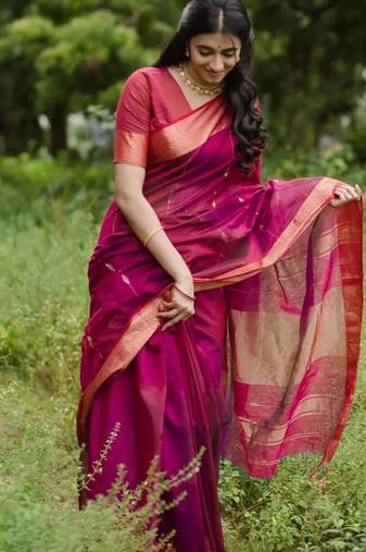 Pink  color ART SILK blend sarees with blouse