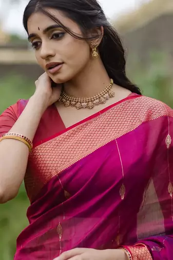 Pink  color ART SILK blend sarees with blouse