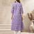 Lavender block print cotton kurti