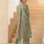Pista green floral printed poly silk kurtin with pant 