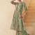 Pista green floral printed poly silk kurtin with pant 
