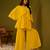 Mustard solid & lace work poly fox georgette kurti with sharara