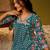 Teal blue floral print poly muslin kurti