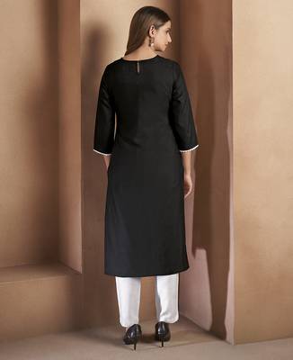 Black chikankari embroidered cotton blend kurti 2