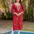 Red chikankari embroidered cotton blend kurti