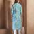 Blue floral printed cotton blend kurti