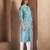 Blue floral printed cotton blend kurti