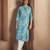 Blue floral printed cotton blend kurti