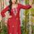 Red chikankari embroidered cotton blend kurti