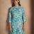 Blue floral printed cotton blend kurti