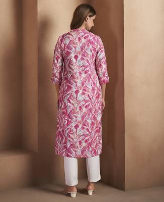 Light pink printred cotton blend kurti 2