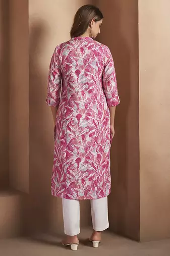 Light pink printred cotton blend kurti