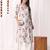 Light grey floral printed cotton blend kurti