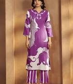Purple printred rayon co-ord set