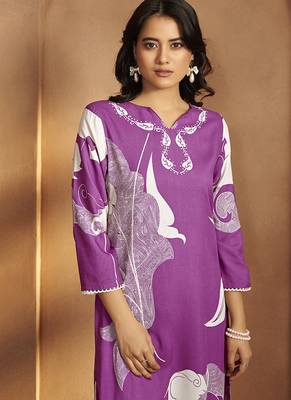 Purple printred rayon co-ord set 4
