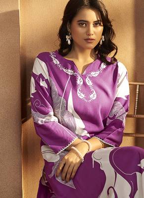 Purple printred rayon co-ord set 5