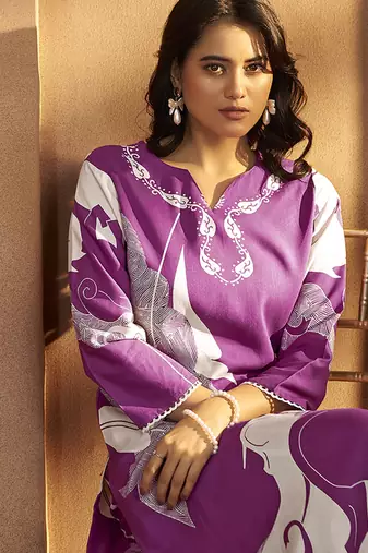 Purple printred rayon co-ord set