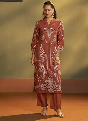 Rust printred rayon co-ord set 1