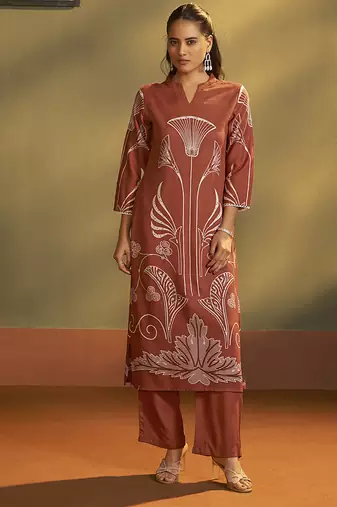 Rust printred rayon co-ord set