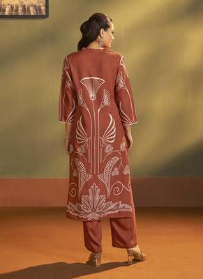 Rust printred rayon co-ord set 2