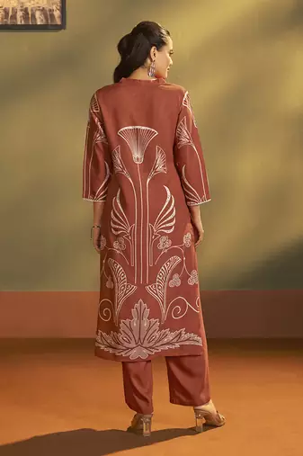 Rust printred rayon co-ord set