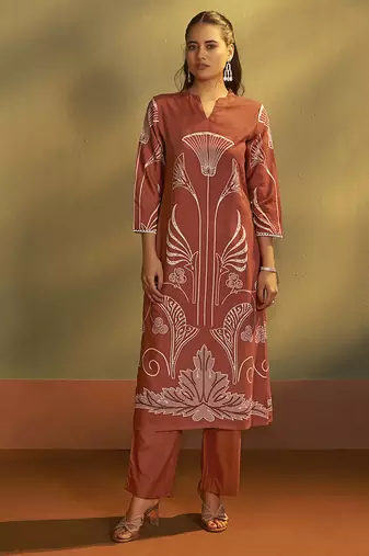 Rust printred rayon co-ord set
