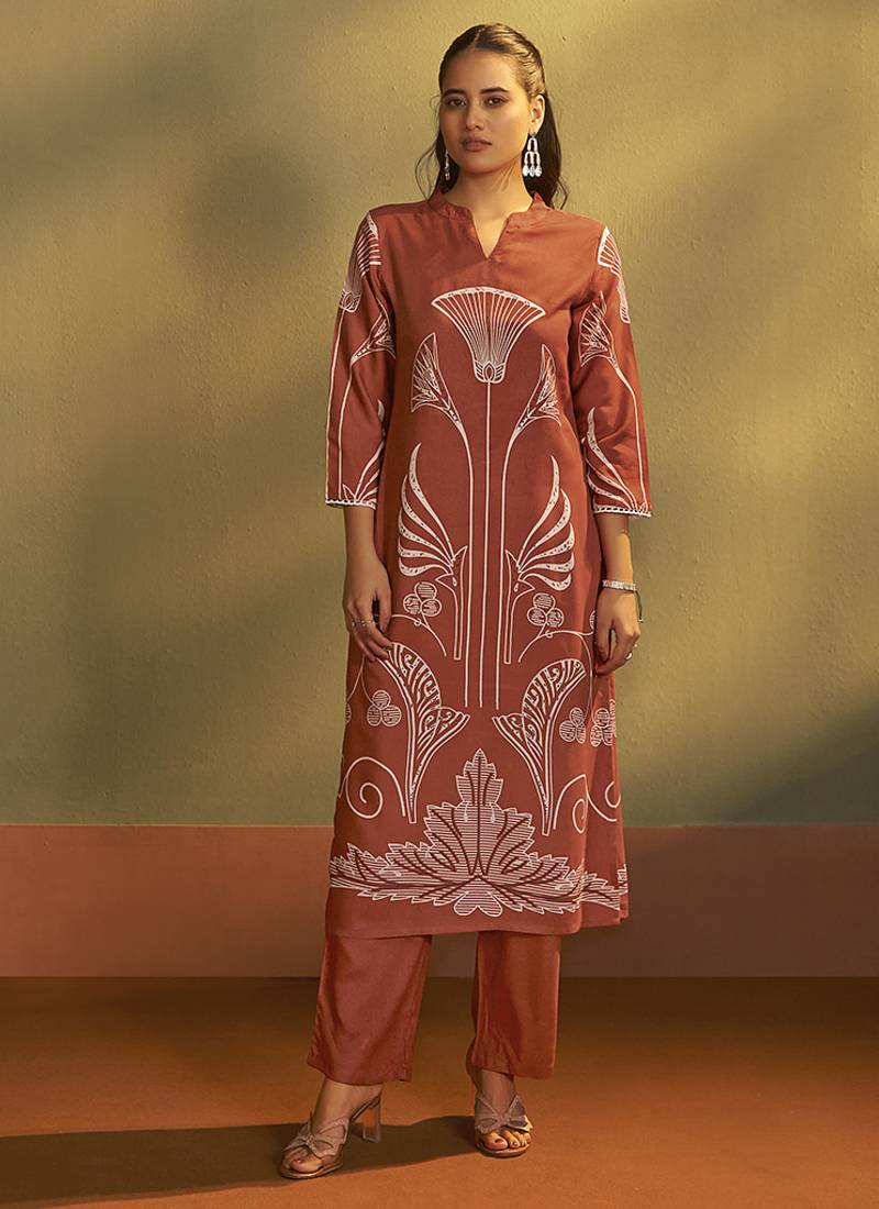 Rust printred rayon co-ord set