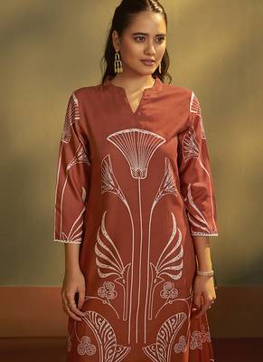 Rust printred rayon co-ord set 4