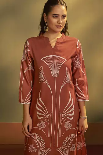 Rust printred rayon co-ord set
