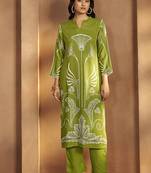 Green printred viscose rayon co-ord set