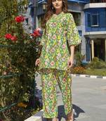 Green printred pure cotton co-ord set