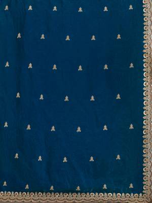 Fabulous Dove Blue Embroidered Tissue Silk Reception Wear Saree With Blouse 7