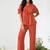 Orange solid viscose rayon slub co-ord set