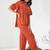 Orange solid viscose rayon slub co-ord set