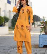 Orange printred cotton blend co-ord set