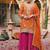 Orange and magenta chinon silk with embroidered and sequin work palazzo suit