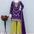 Purple chinon silk with embroidered and sequin work palazzo suit