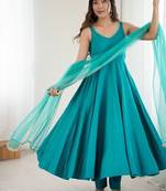 Rama romansilk chanderi plain fully flair anarkali suit