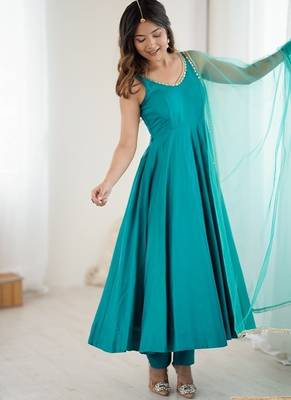 Rama romansilk chanderi plain fully flair anarkali suit 3