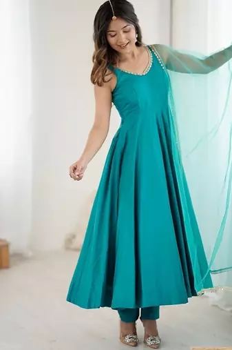 Rama romansilk chanderi plain fully flair anarkali suit
