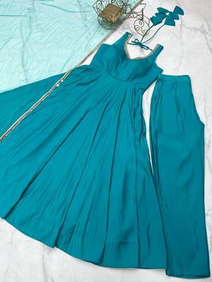 Rama romansilk chanderi plain fully flair anarkali suit 5